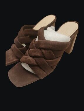 Signature Braided Slide Heels in Dark Brown - Women